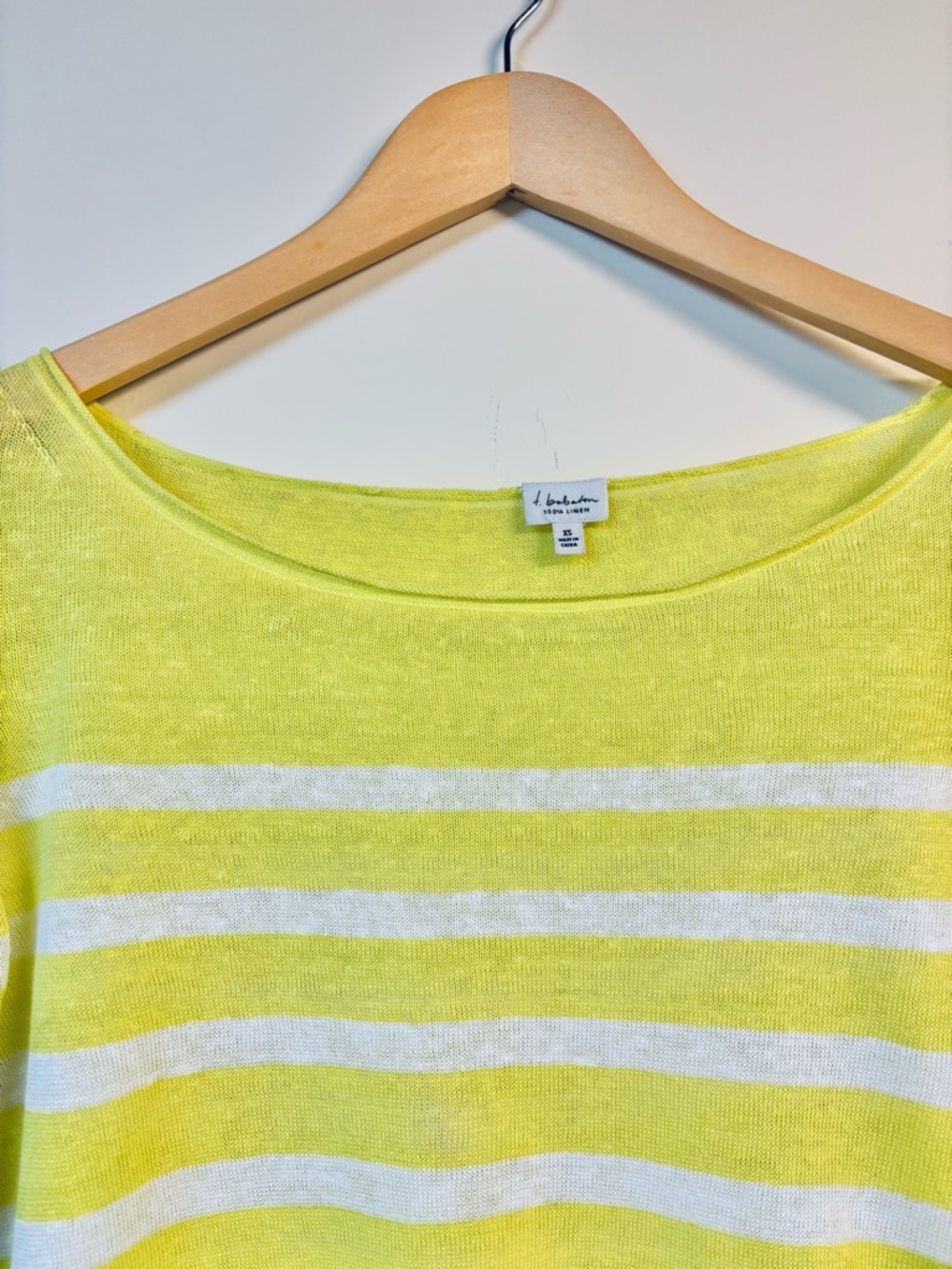 Aritzia Babaton 100% Linen Hobart Striped Knit Sweater Cream Yellow XS - Picture 4 of 8